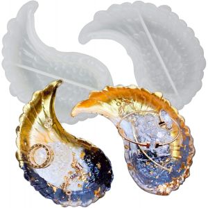 Lot De 2 Moules &Agrave; Bijoux En Forme D'aile D'ange En R&eacute;sine &Eacute;poxy Et Silicone, Argile Polym&egrave;re, B&eacute;ton, Ciment, Plateau De Rangement De Bijoux, Bougeoir, Cendrier, 12,5 X 8 Cm - Neuf