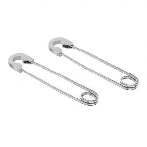 2pcs Mode Punk Épingle À Nourrice Boucles D'oreilles Goutte En Acier Inoxydable Eardrop 37.8mm Argent - Neuf