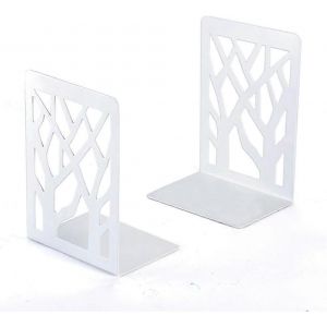 Serre-Livres,Serre-Livres Robustes,Porte-Livres Pour Étagères,Serre-Livres En Métal (Blanc 1 Paire) Pour Le Bureau Et L'école,Arbre Décoratif Design Unique Livre St - Neuf