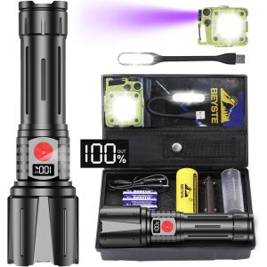 Mevronisshop-Lampe Torche Led Ultra Puissante 1000000 Lumen Lampe De Poche, Torche Led Puissante Rechargeable, Lampe Torche Puissante Tactique, Ipx6 Étanche Flashlight Pour Camping Randonnée Urgence - Neuf
