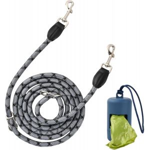 Laisse De Chien Pour Grand & Moyen Chien(15-60kg), Laisses De Dressage Avec Réfléchissant, 2.6m Réglable Laisse Libre & Double En Nylon, Jusqu'à 200 Kg - Neuf