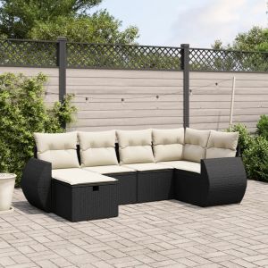 Prolenta Premium - Salon De Jardin 6 Pcs Avec Coussins Noir R&eacute;sine Tress&eacute;e - Neuf