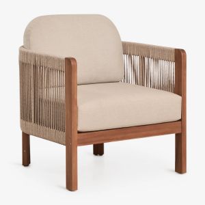 Fauteuil De Jardin En Bois D'acacia Et Corde Tress&eacute;e Serel Brun Acacia - Neuf