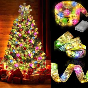 KAL-10 M 100 Led Lumières De Ruban De Sapin De Noël,Guirlandes Lumineuses À Ruban Brillant,Ruban Sapin Noël Led,Lumières De Ruban De Noël,Arc En Dentelle Diy Décor Sapin Vacances Intérieur Extérieur - Neuf