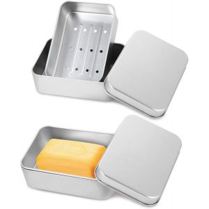 Récipient à savon de voyage,porte-savon en aluminium,étanche avec égouttoir amovible et couvercle,étui portable pour salle de bain,voyage,camping,salle de sport - Neuf