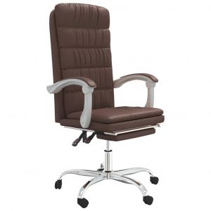 Chaise fauteuil si&egrave;ge pivotante de inclinable de bureau informatique &eacute;tude similicuir brun Helloshop26 02_0024255 - Neuf
