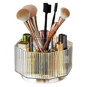 Organisateur De Maquillage Rotatif &Agrave; 360&deg;,Porte-Pinceau De Maquillage Rotatif Avec Skin De Vitrine Cosm&eacute;tique &Agrave; 5 Fentes - Neuf