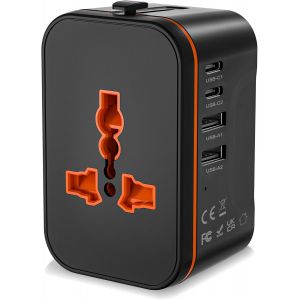 KALANKA-Adaptateur Prise Universelle,Adaptateur Universel de Voyage avec 2 USB et 2 USB C,Adaptateur Universel Prise Internationale de Voyage Adaptateur Prise vers USA Anglaise Thailande Japon Austra - Neuf