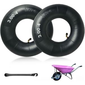 MEVRONISSHOP-Chambre &agrave; air Remorque, 2 Pi&egrave;ces 3.00-4 Chambres &agrave; air Caoutchouc Noir pour Chariot &agrave; Main, pour brouette remorque monocycle de Tondeuse &agrave; Gazon Chariot de Jardin et Scooter - Neuf