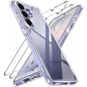 ELVORIX-Anti-Jaunissement HD Clair Coque pour Samsung Galaxy S26+ 5G / S26 Plus 5G avec 2 Pi&egrave;ces Verre Tremp&eacute;, [Protection Militaire] Transparente &Eacute;tui de Protection Antichoc Mince Bumper Housse - Neuf