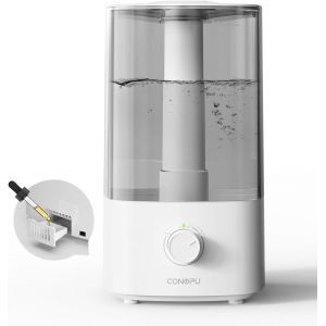 CHECARZHN--NO1-Humidificateur D'Air 4L, Humidificateur À Ultrasons Pour Chambre Et Bébé, D'Intérieur 300Ml/H, Diffuseur D'Huiles Essentielles Silencieux, Blanc - Neuf