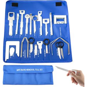 38 pi&egrave;ces Outil de d&eacute;montage universel pour autoradio :kit d'outils de d&eacute;montage d'autoradio de voiture radio outil de d&eacute;verrouillage radio GPS d&eacute;montage montage d&eacute;verrouillage installation d&eacute;montage - Neuf