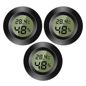Lot de 3 mini thermomètres d'intérieur numériques - Moniteur de température et d'humidité - Hygromètre numérique - Pour chambre d'enfant, incubateur de guitare, reptiles, serres de voiture - Noir - Neuf