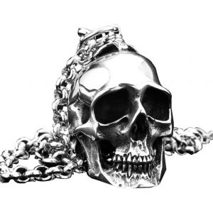 Trahoo-Homme Acier Inoxydable Gothique Biker Crâne Pendentif Collier Punk Rock Multicolores Vintage - Neuf