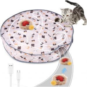 CMWS-Balle Jouet pour Chat, Automatique Jouet Interactif, Tapis avec Balle Interactive Chat, Tapis de Jeu pour Attraper la Souris, Roulante Rapide dans Un Sac pour Chats d'intérieur - Neuf