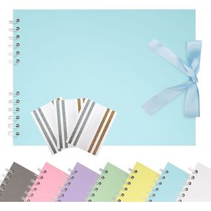 Album de Scrapbook 29 x 21,5 cm avec Ruban, Album Photo en Papier Créatif pour Mariage et Anniversaire, Album Photo DIY Familial avec Autocollants de Coin 40 Pages Violet Clair - Neuf