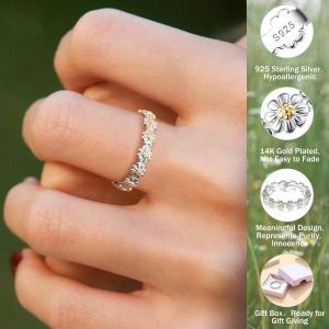 Tianyi-Bague Argent 925 Femme Bague Marguerite En Argent Bague You Are My Sunshine Fantaisie Bagues De D&eacute;claration Bague Fleur Bagues De Pouce Argent Bague Pour Femme Fille Cadeaux - Neuf