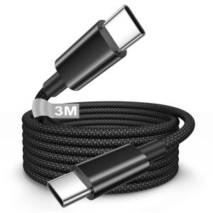 C&acirc;ble USB C vers USB C 3M,100W Cable Chargeur USBC Charge Rapide cable Type C 3M Long Cordon UsB C vers UsBC cable Fil pour iPhone 17/16/15/15 Pro Max/15 Plus,Macbook,iPad - Neuf