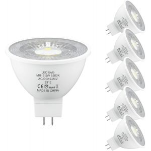 Kalanka-Ampoule Led 12v Gu5.3 5w Blanc Froid 6500k, &iquest;&iquest;Quivalent Halog&iquest;&iquest;Ne 50w, Ac/Dc 12v/ 24v Ampoule Led Mr16, 470lm, Angle De Faisceau 38&iexcl;&Atilde; Ampoule Spot Led Gu5.3, Non Dimmable, Lot De 6 - Neuf