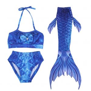 Maillot De Bain 3 Pieces Pour Fille Avec Queue De Poisson Et Bikini (110) - Neuf
