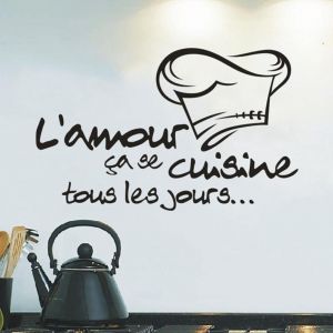 ERYI-Moonuy Cuisine Autocollant Vinyle Decal Cuisine Carrelage Chef Mur Décor Savoureux Wall Sticker Chambre Cuisine Decoration Murale Vignette Décoration De Cuisine Autocollant Applique (Noir) - Neuf