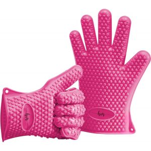 KAL-Gants De Cuisson En Silicone Pour Cuisines Et Barbecues, Set, Paire, Maniques, Gants De Four Rose Vif Pink - Neuf