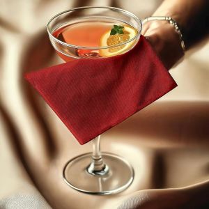 ERYI-Set De 12 Serviettes De Table En Tissu Cocktail | Serviette De Table En Coton Pur | 23X23 Cm | Rouge Foncé | Lavable En Machine - Neuf