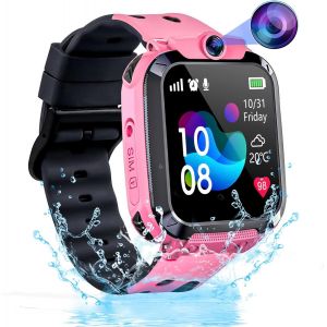 JGD-4G Montre Connectée Enfant GPS/WiFi/Appel Garçon Fille, Montre GPS Enfant avec Téléphone Chat Familial, SOS, Mode Classe Etanche Jeux Réveil, IP68, Montres Intelligente Enfants Cadeau - Neuf