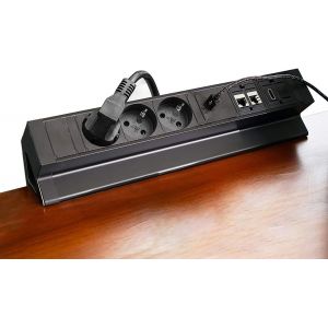 MEVRONISSHOP-Multiprise de table 3 prises avec port de charge USB type A et port de charge USB de type C, 2 RJ45, HDMI, multiprise &agrave; pince avec c&acirc;ble de raccordement de 1,5 m, pour bureau, cuisine - Neuf