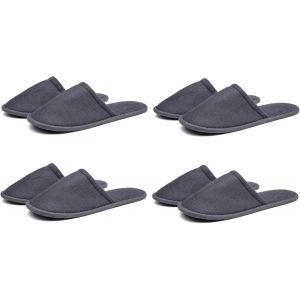 Kalanka-Chausson Invites, Slippers Hotel, Spa Pantoufles, 4 Paires Pantoufles Hôtel En Peluche Pantoufles Intérieur Légères Pour Femmes Et Hommes Pour Hôtels Spa Voyage (Entièrement Enveloppées Gris) - Neuf