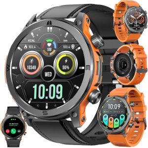 Montre Connectée Homme, Avec Appels Bluetooth Et Sms, 1,43"" Amoled Smartwatch Avec 123 Modes Sportifs 5atm Étanche, Tracker D'activité, Spo2, Sommeil, Fréquence Cardiaque, Pour Ios Android (Noir) - Neuf