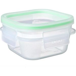 Boîte Alimentaire,Hermétique,Capacité De 0.3 L,Couvercle À Pince,Sans Bpa,Passe Au Micro-Ondes Et Au Lave-Vaisselle,Verte. Dimensions: 10,8 X 10,8 X 6 Cm - Neuf