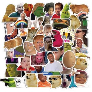 Autocollants Graffiti Mème Amusants,50 Pièces,Flocons Pour Voitures,Motos,Meubles,Bagages,Skateboards,Étiquette.50Pcs. - Neuf