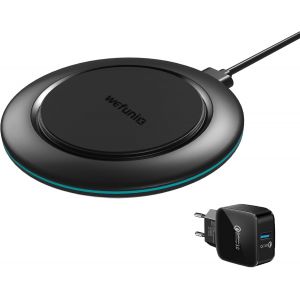 ERYI-15W Chargeur Induction Rapide, Qi Chargeur Sans Fil [Adaptateur Qc 3.0 Inclus] Compatible Avec Iphone 16 15 14 13 12 11 Xs X Se Samsung Galaxy Z Flip S25 S24 S23 S22 S21 S20 Note 20/10 Huawei - Neuf