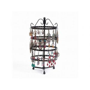 Pr&eacute;sentoir Rotatif &Agrave; 4 Niveaux Avec 144 Trous Pour Boucles D'oreilles - Pr&eacute;sentoir Noir - Neuf