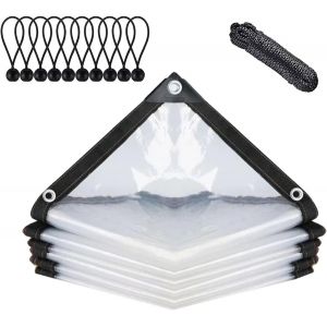 Checarzhn--No1-Bâche Étanche Transparente Avec ?illets, Bâche De Protection Pour Meubles De Jardin, Utilisable En Extérieur, Résistante À La Pluie, Isolation Des Plantes, Avec Corde De Liaison, 1x2 M - Neuf
