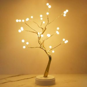 Guirlande lumineuse LED pour sapin de Noël, 36/108 LED, branches réglables en fil de cuivre, décoration de fête de mariage, blanc perle - Neuf