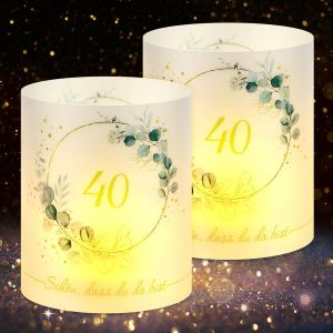 KALANKA-Lot de 12 photophores originaux - Décoration de table 40 ans - homme et femme - Décoration de table en eucalyptus - Belle que du Da Bist - Convient bougies chauffe-plat ou bougies - Neuf