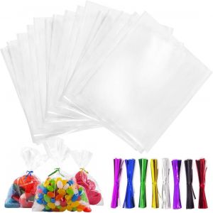 KAL-100 Pcs Sachets Transparents Pour Biscuits, Sachet Plastique Transparent, Sachet Bonbon, Sachet Alimentaire, Sachet Bonbons, Sachet Pour Biscuits Emballer Des Gâteau Au Chocolat (10 X 15 Cm) - Neuf