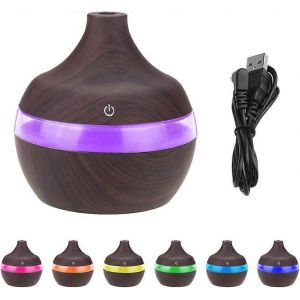 300 ML Humidificateur à ultrasons Huile essentielle de grain de bois profond Diffuseur d'arômes de brume d'air frais - Neuf