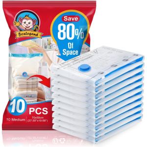 SJZG-Sacs De Rangement Sous Vide 10 Pi&egrave;ces 70X50Cm Sac Sous Vide Aspirateur Housse De Rangement Sous Vide Voyage R&eacute;utilisables Et Durables Pour V&ecirc;tements, Couettes, Literie Oreillers Manteaux - Neuf