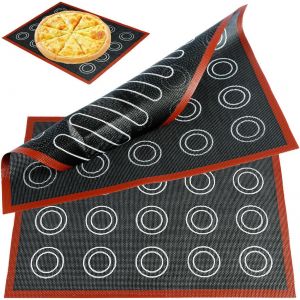 SUBZONAL-2Pcs Tapis de Cuisson en Silicone pour Macarons, Tapis de Cuisson Silicone Micro Perfor&eacute; pour Four Anti-Adh&eacute;rent, Patisserie Accessoires Professionnel R&eacute;utilisable pour Macaron/Biscuit - Neuf