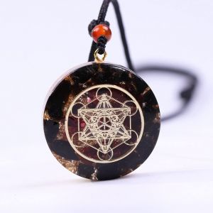 Orgone Metatron Cube Merkaba Pendant Collier,Om Crysts Stones Pendants Orgonite,Collier De Chakra Orgonite Pour La Protection Emf (Noir,R&eacute;glable En Cha&icirc;ne) - Neuf