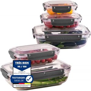 Checarzhn--No1-Lock & Fresh Boite Rangement Cuisine Lot De 5, Bocaux Hermetiques Alimentaires En Plastique Scellée Avec Couvercle, Boîtes De Conservation Avec Couvercle Pour Aliments, Cereales - Anth - Neuf