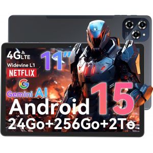 ChenQuanSarl-W90 Android 15 Tablette Tactile 11 Pouces - 24 Go+256 Go(2To Tf), Octo-Core T615, 8000 Mah/18 W, 16 Mp+8 Mp, Tablette Avec Sim 4G, Gemini Ai, Widevine L1, Face Id (2 Ans De Garantie) - Neuf