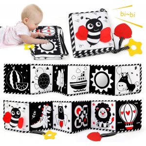 TDRFL-Jouet B&eacute;b&eacute; Miroir Montessori Noir Et Blanc Jouets Sensoriels Pour B&eacute;b&eacute;,Livre D'Eveil Double Face En Tissu Doux Livre En Tissu Bebe Blanc Et Noir Pour 6-12 Mois Cadeau De Naissance - Neuf