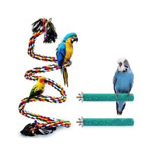 Support Et Corde Pour Perruches, Calopsittes Et Petits Oiseaux - Sûr, Durable, Personnalisable, Installation Facile - Neuf