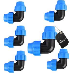 NouvelHorizonstore-Lot de 6 raccords en polypropyl&egrave;ne - Poly&eacute;thyl&egrave;ne - 32 mm - Raccord coud&eacute; 90&deg; - Bleu - Neuf