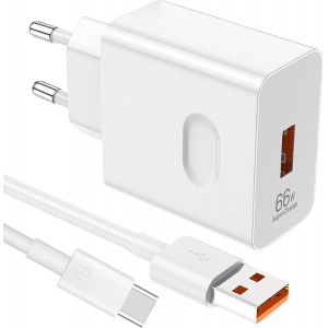 JGD-66W Supercharge Chargeur Rapide pour Honor, Chargeur Rapide Supercharge avec USB C 1m, Chargeur USB pour Honor Magic6 Lite 200 Smart 200 Lite X6b X7b 70 Lite X8a X7a X6a Magic5 - Neuf