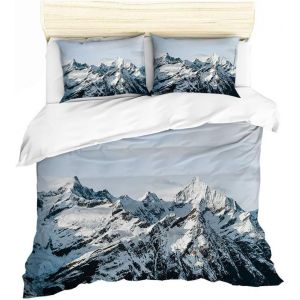 Housse De Couette Montagne Parures De Lit Personne Montagne Peak Naturel Paysages Montagne De Neige Prendre Une Photo Num&iquest;&iquest;Rique Imprimer Literie Et Taie D'oreiller (Style , X Cm - Neuf